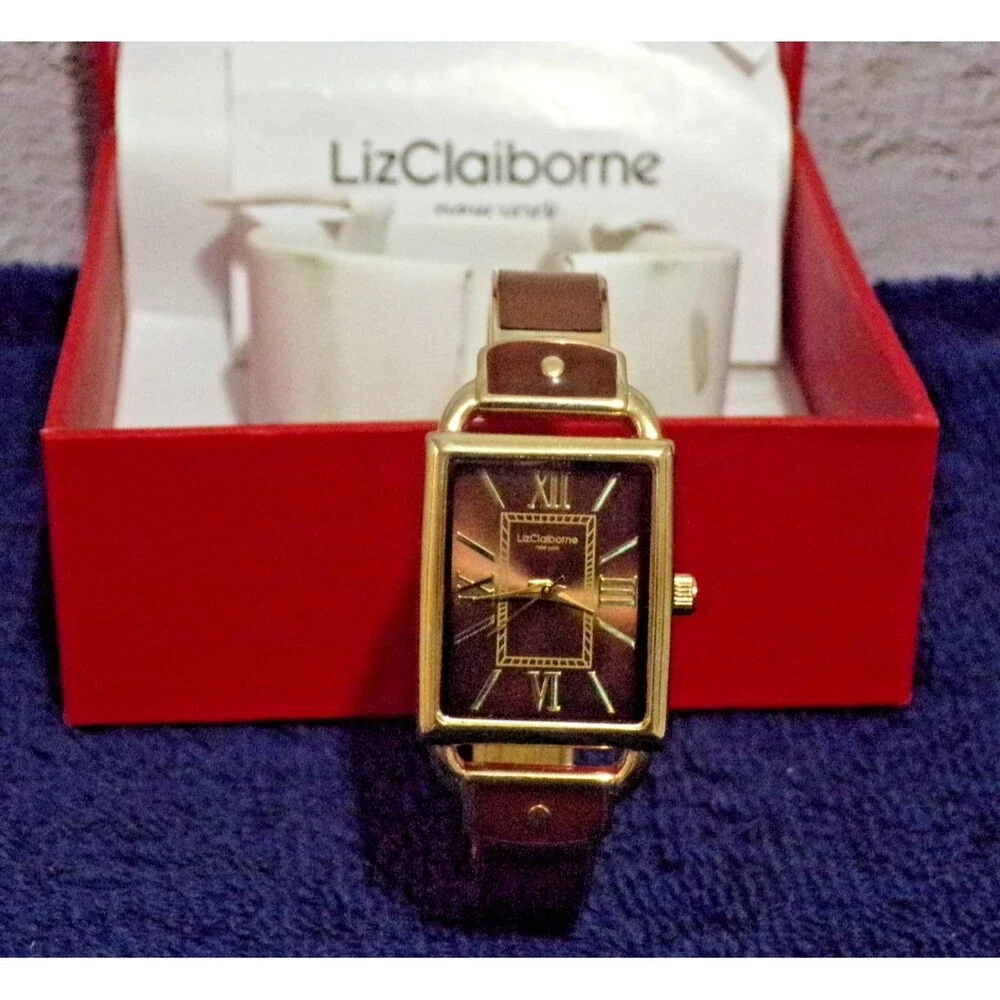 Ladies Liz Claiborne NY Bracelet Wrist Watch PC21 LIZ63CL Leather Inset on Band